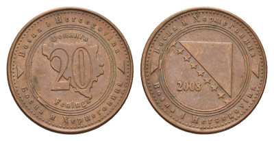Босния и Герцеговина 20 фенингов 2008 KM 116 сталь плакированная медью 4702-168
