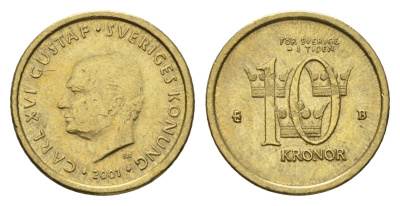 Швеция 10 крон 2001 Карл XVI Густав (1973-) KM 895 нордик 4642-552