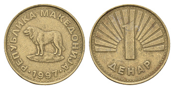 Македония 1 денар 1997 KM 2 латунь 4695-241