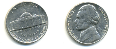 США 5 ЦЕНТОВ 1981 D, ДЖЕФФЕРСОН KM А192 медно-никель 179-731