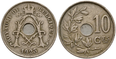 Бельгия 10 сантимов 1923 Royaume de Belgique KM 85 медно-никель 4187-935