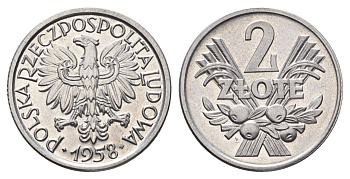 Польша 2 злотых 1958 Y 46 алюминий UNC 4691-923