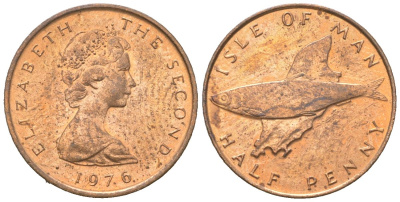 Остров Мэн 1/2 пенни 1976 ФАО - еда для всех KM 32 бронза UNC 4611-446