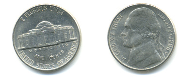 США 5 ЦЕНТОВ 1996 P, ДЖЕФФЕРСОН KM А192 медно-никель 179-754
