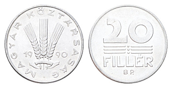 Венгрия 20 филлеров 1990 KM 676 алюминий UNC 4705-1113