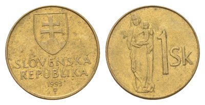 Словакия 1 крона 1993 KM 12 сталь плакированная бронзой 4701-1246