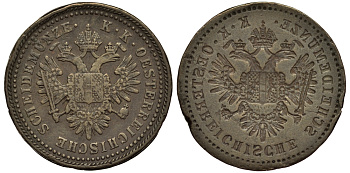 Австрия 1 крейцер тип 1851 инкузный брак монетного двора медь 00-822-45