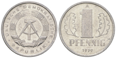 ГДР 1 пфенниг 1979 A KM 8.1 алюминий 4651-1254