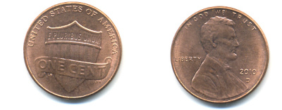 США 1 ЦЕНТ 2010 D ЛИНКОЛЬН, ЩИТ KM 469 цинк плакированный медью 86-415