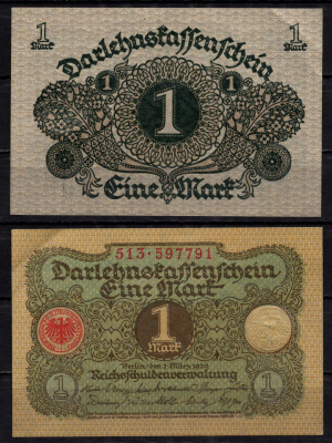 Германия 1 марка 1920 Pick 58 бумага 7198-28-1-1