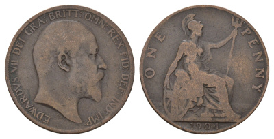 Великобритания 1 пенни 1904 Эдуард VII (1901-1910) KM 794.2, Sp 3990 бронза 4692-1145