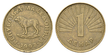 Македония 1 денар 1997 KM 2 латунь 4695-237