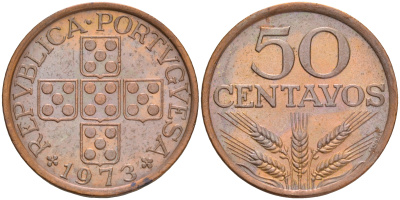 Португалия 50 сентаво 1973 KM 596 бронза 4561-545