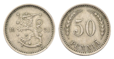Финляндия 50 пенни 1921 KM 26 медно-никель 4705-711