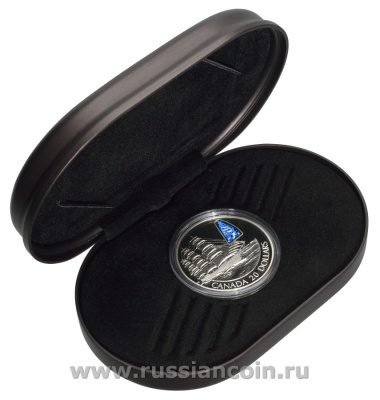 Канада 20 долларов 2002 перевозки, парусник Уильям Д. Лоуренс, голограмма, в фирменной коробке с сертификатом KM 465 серебро PROOF 4-3-2-04