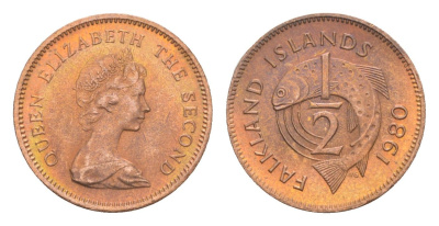 Фолклендские острова (Фолкленды) 1/2 пенни 1980 KM 1 бронза UNC 4651-916