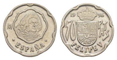 Испания 50 песет 1996 Филипп V KM 963 медно-никель 4621-135