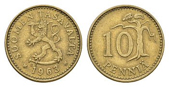Финляндия 10 пенни 1963 KM 46 алюминиевая бронза 4684-212