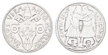 Ватикан 2 лиры 1975 MCMLXXV, Священный год, Павел Vi, год-тип KM 125 алюминий UNC 4701-526