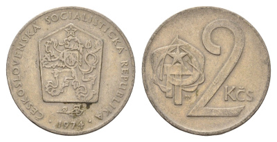 Чехословакия 2 кроны 1974 KM 75 медно-никель 4703-846