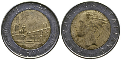 ИТАЛИЯ 500 ЛИР 1984 R KM 111 биметалл 4385-1047