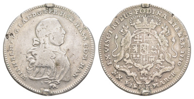 Ангальт-Бернбург 1 талер 1770 IIE, Вильгельм IX (1760-1803) KM 104, Davenport 2288 серебро 1521-314