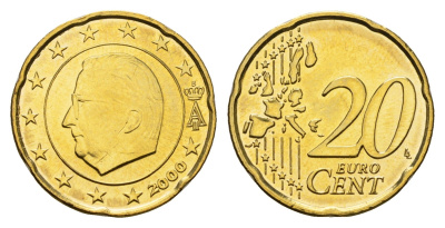 Бельгия 20 евроцентов 2000 Альберт II (1993-2013) KM 228 нордик UNC 4629-734