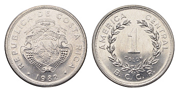 Коста-Рика 1 колон 1982 KM 210 нержавеющая сталь UNC 4697-261