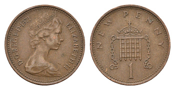 Великобритания 1 пенни 1971 Елизавета II (1952-2022) KM 915, Spink 4237 (B1) бронза 4697-927