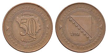 Босния и Герцеговина 50 фенингов 1998 KM 117 сталь плакированная медью 4703-141