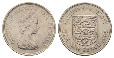 Джерси 10 пенсов 1968 Елизавета II (1952-2022) KM 33 медно-никель UNC 4634-424