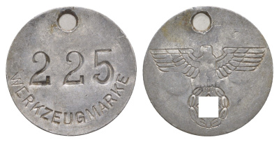 Германия жетон рабочего с его номером ND алюминий 1528-632