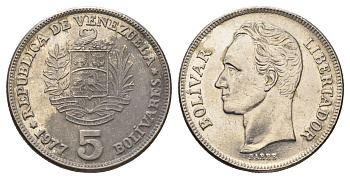 Венесуэла 5 боливаров 1977 Симон Боливар Y 53 никель 4692-613