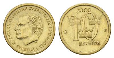 Швеция 10 крон 2000 Карл XVI Густав (1973-) KM 877 нордик aUNC 4656-245