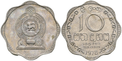 Шри-Ланка 10 центов 1978 KM 140a алюминий 4135-1155