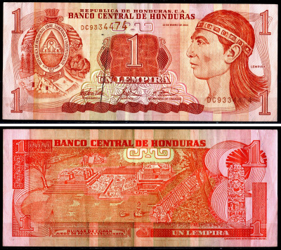 Гондурас 1 лемпира 2003 Pick 84c бумага 3295-107-4-2