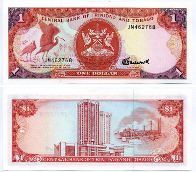 Тринидад и Тобаго 1 доллар 1985 подпись 6 Pick 36c бумага UNC (пресс) 2197-13-3-1