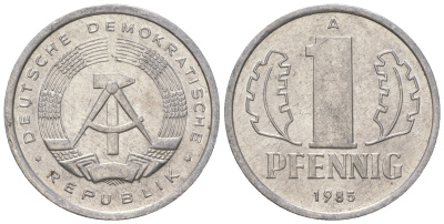 ГДР 1 пфенниг 1985 А KM 8.2 алюминий 4651-119