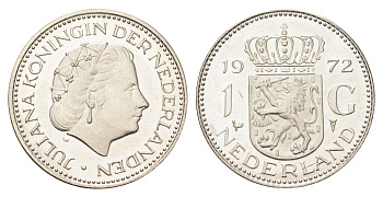 Нидерланды 1 гульден 1972 Юлиана (1948-1980) KM 184a никель UNC 4706-1236