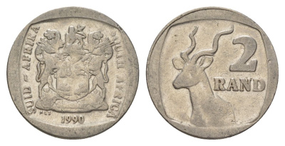 ЮАР 2 ранда 1990 KM 139 медь плакированная никелем 4626-1056