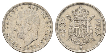 Испания 50 песет 1975 (78) Хуан Карлос I (1975-2014) KM 809 медно-никель 4137-815