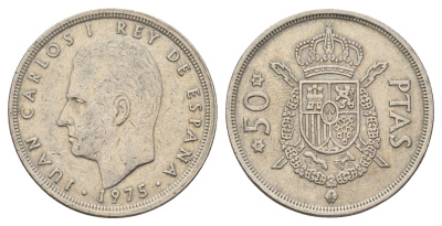 Испания 50 песет 1975 (78) Хуан Карлос I (1975-2014) KM 809 медно-никель 4137-815