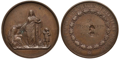 Франция медаль 1874/75 за помощь бедным второго округа диаметр 41,5 мм. бронза 1091-1-33