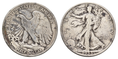 США 1/2 доллара (50 центов) 1933 S KM 142 серебро 4127-2044