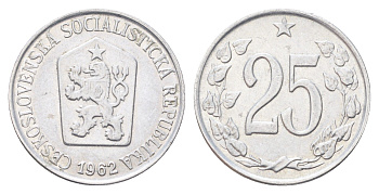 Чехословакия 25 геллеров 1962 KM 54 алюминий 4706-754