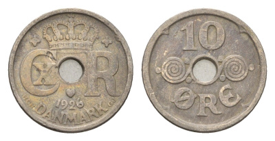 Дания 10 эре 1926 NCH, Кристиан X (1912-1947) KM 822 медно-никель 4701-929