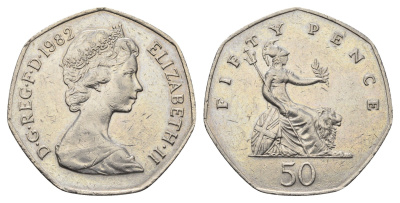Великобритания 50 пенсов 1982 Елизавета II (1952-2022) KM 932, Spink H3 медно-никель 4667-332