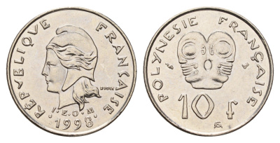 Французская Полинезия 10 франков 1998 KM 8 никель UNC 4118-753