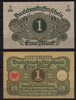 Германия 1 марка 1920 Pick 58 бумага aUNC 7198-16-2-1