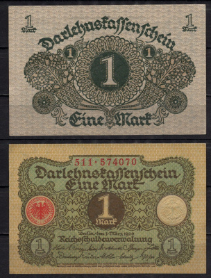 Германия 1 марка 1920 Pick 58 бумага aUNC 7198-16-2-1
